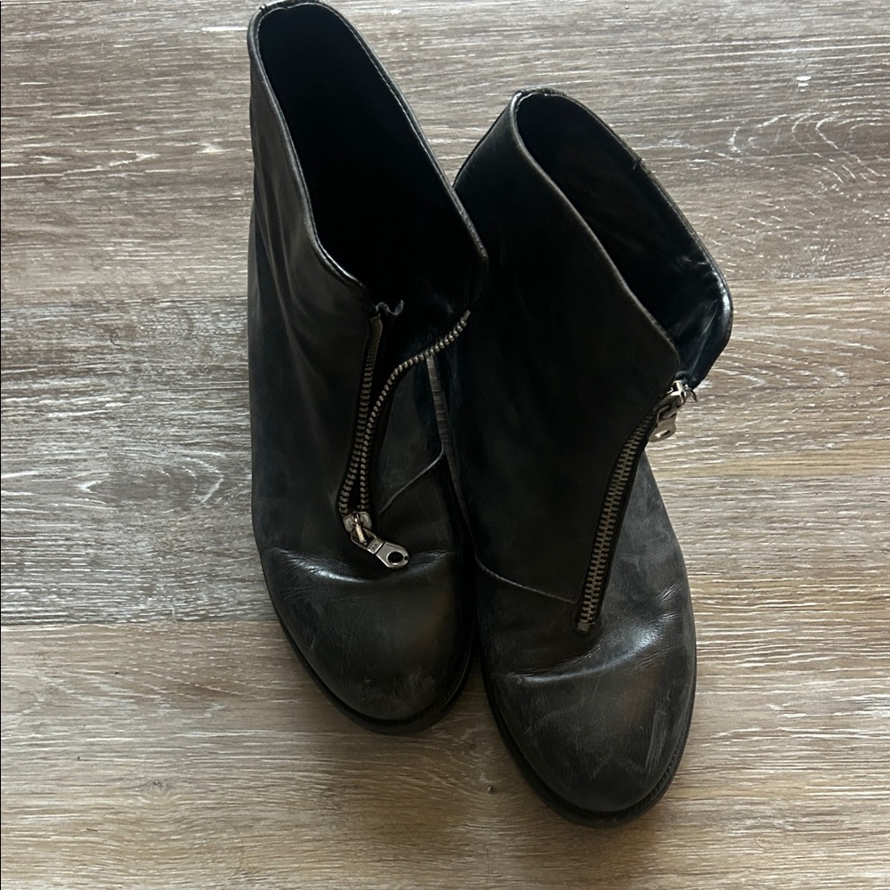 Black Zipper Ankle Boots